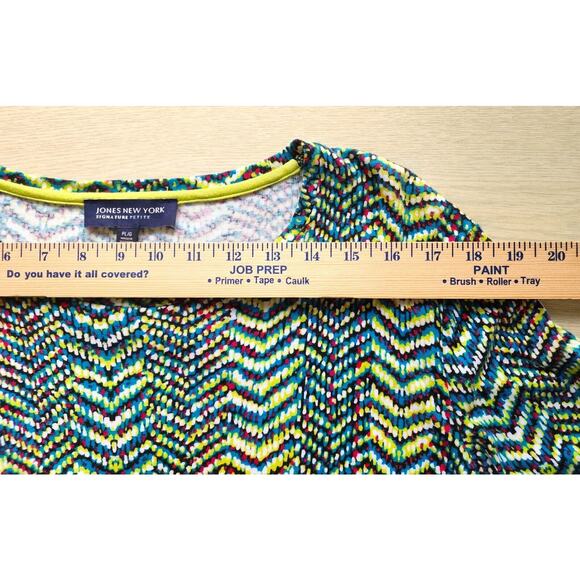 TOP/BLOUSE-JONES NEW YORK-Multi Color Chevron Pattern-Long Sleeve-Cotton-P-L - Picture 6 of 11